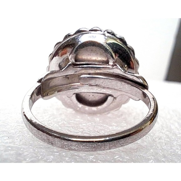 Vintage Theda Sterling Art Deco Pearl Ring Sz 6.5 Adj - Picture 4 of 7